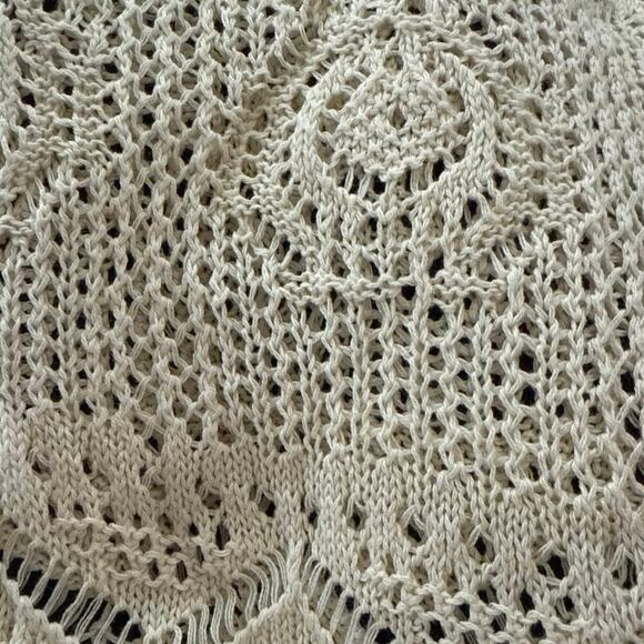 Open Front Womens Cardigan Size XL Short Dropped Sleeve Open Knit Boho Crochet - Picture 5 of 5